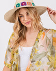 Flower Straw Band Sun Hat