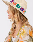 Flower Straw Band Sun Hat