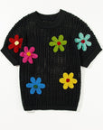 Women Crochet Flower Hollow-out Sweater T Shirt