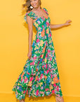 Women Print Sleeveless Ruffle Tiered Maxi Dress