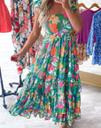 Women Print Sleeveless Ruffle Tiered Maxi Dress