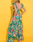 Women Print Sleeveless Ruffle Tiered Maxi Dress