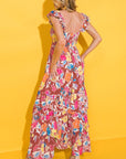 Women Print Sleeveless Ruffle Tiered Maxi Dress