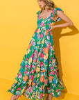 Women Print Sleeveless Ruffle Tiered Maxi Dress