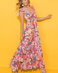 Women Print Sleeveless Ruffle Tiered Maxi Dress