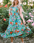 Women Print Sleeveless Ruffle Tiered Maxi Dress