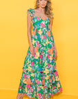 Women Print Sleeveless Ruffle Tiered Maxi Dress