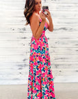 Women Twisted Smocked Back Tiered Maxi Dress