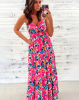 Women Twisted Smocked Back Tiered Maxi Dress