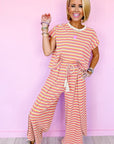 Women Tee Tasseled String Wide Leg Pants Set