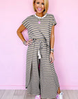 Women Tee Tasseled String Wide Leg Pants Set