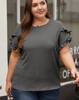 Women Ruffled Short Sleeve Plus Size Top