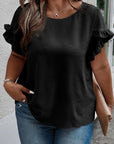 Women Ruffled Short Sleeve Plus Size Top