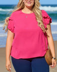 Women Ruffled Short Sleeve Plus Size Top