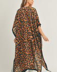 Leopard Print Front Open Long Kimono