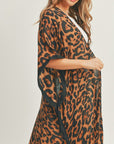 Leopard Print Front Open Long Kimono