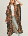 Leopard Print Front Open Long Kimono