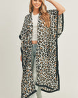 Leopard Print Front Open Long Kimono