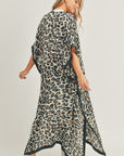 Leopard Print Front Open Long Kimono