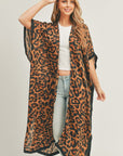 Leopard Print Front Open Long Kimono