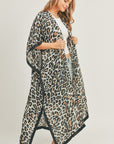 Leopard Print Front Open Long Kimono