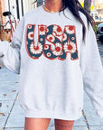 Floral USA  Graphic Fleece Sweatshirts