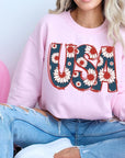 Floral USA  Graphic Fleece Sweatshirts