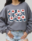 Floral USA  Graphic Fleece Sweatshirts