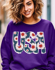 Floral USA  Graphic Fleece Sweatshirts