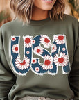 Floral USA  Graphic Fleece Sweatshirts