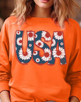 Floral USA  Graphic Fleece Sweatshirts