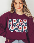 Floral USA  Graphic Fleece Sweatshirts