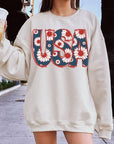 Floral USA  Graphic Fleece Sweatshirts