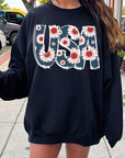 Floral USA  Graphic Fleece Sweatshirts