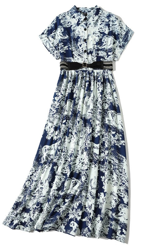 Women&#39;s Blue &amp; White Fashion Maxi Dress by Claude