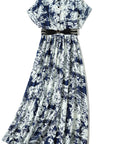 Women's Blue & White Fashion Maxi Dress by Claude