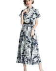 Women's Blue & White Fashion Maxi Dress by Claude