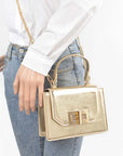 Metallic Top Handle Convertible Swing Bag