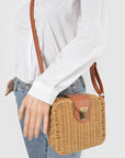 Straw Weaved Box Swing Bag