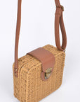 Straw Weaved Box Swing Bag