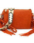 Aztec Guitar Strap Fringe Clutch Crossbody Bag