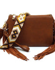 Aztec Guitar Strap Fringe Clutch Crossbody Bag