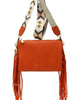 Aztec Guitar Strap Fringe Clutch Crossbody Bag