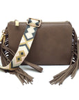 Aztec Guitar Strap Fringe Clutch Crossbody Bag