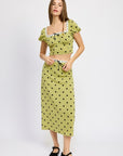 Emory Park Polka Dot Midi Skirt with Lace Trim