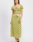 Emory Park Polka Dot Midi Skirt with Lace Trim