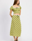 Emory Park Polka Dot Midi Skirt with Lace Trim