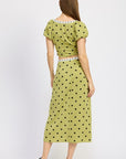 Emory Park Polka Dot Midi Skirt with Lace Trim