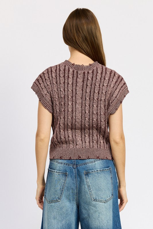 Emory Park Cable Knit Short Sleeve Top