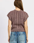 Emory Park Cable Knit Short Sleeve Top